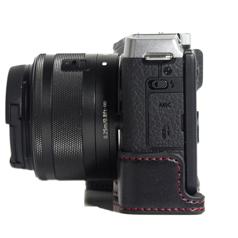 PU Leather Camera Protection Bottom Case Cover with Battery Opening for Canon EOS M6 Mark II - Black