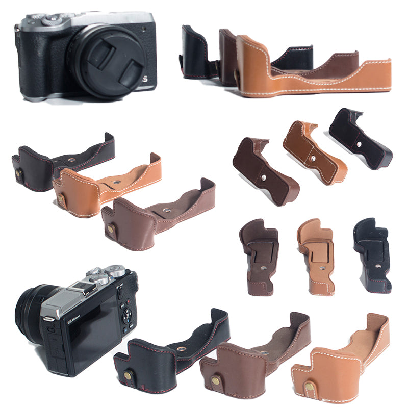PU Leather Camera Protection Bottom Case Cover with Battery Opening for Canon EOS M6 Mark II - Black