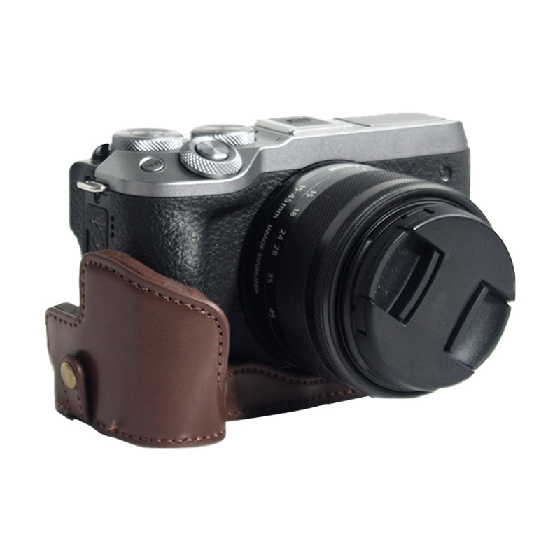 PU Leather Camera Protection Bottom Case Cover with Battery Opening for Canon EOS M6 Mark II - Coffee