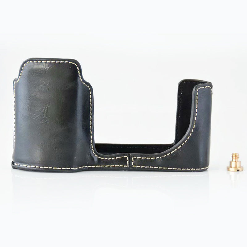 Camera Protection Bottom Case PU Leather Cover with Battery Opening for Leica T/TYP701 - Black