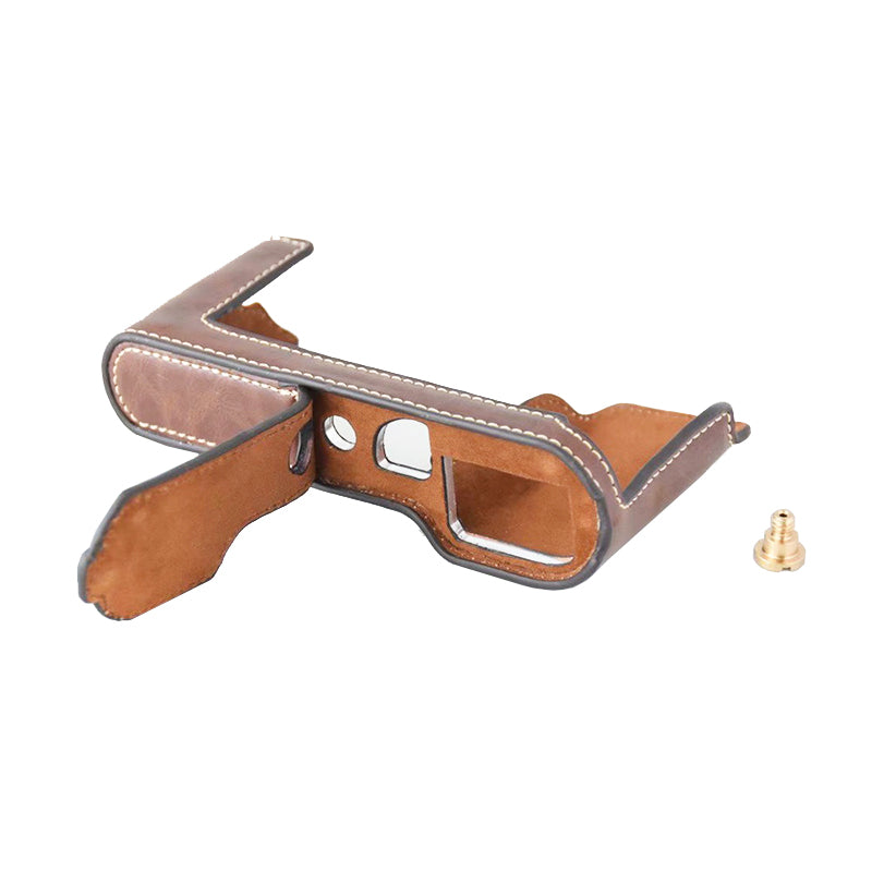 Camera Protection Bottom Case PU Leather Cover with Battery Opening for Leica T/TYP701 - Coffee