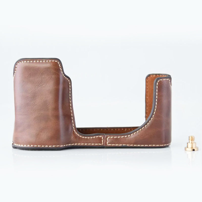 Camera Protection Bottom Case PU Leather Cover with Battery Opening for Leica T/TYP701 - Coffee