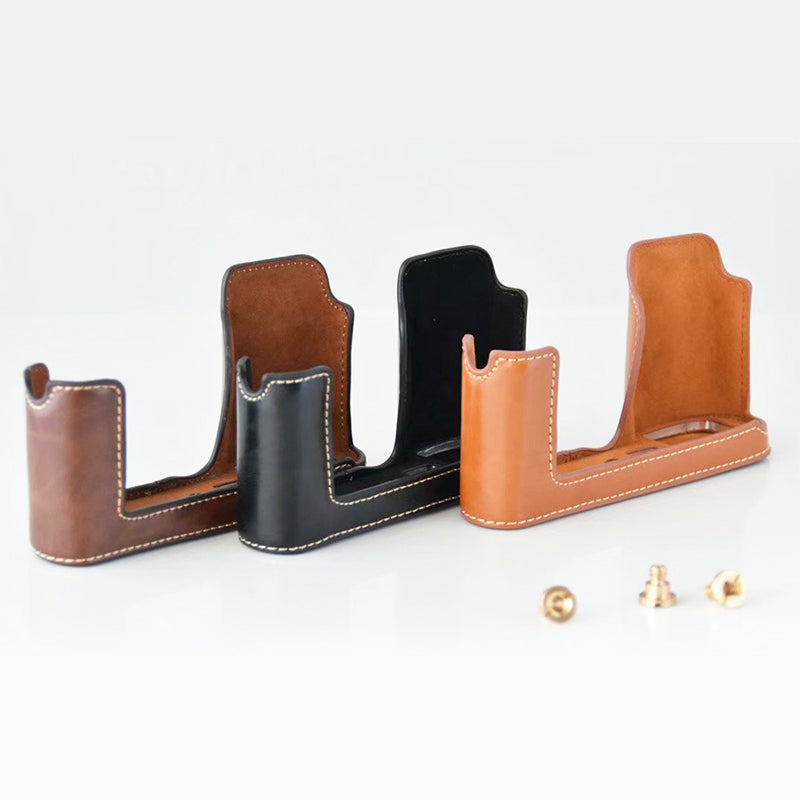 Camera Protection Bottom Case PU Leather Cover with Battery Opening for Leica T/TYP701 - Coffee
