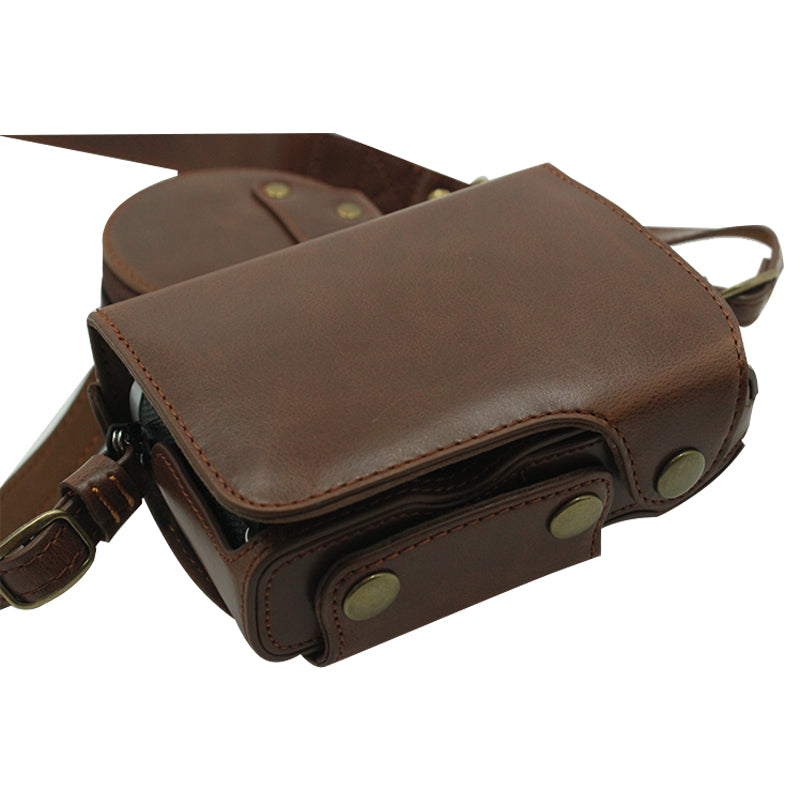 Detachable Camera PU Leather Protective Bag Case with Shoulder Strap Small Accessories Pouch for Olympus EP7/PEN E-P7(14-42mm) - Coffee
