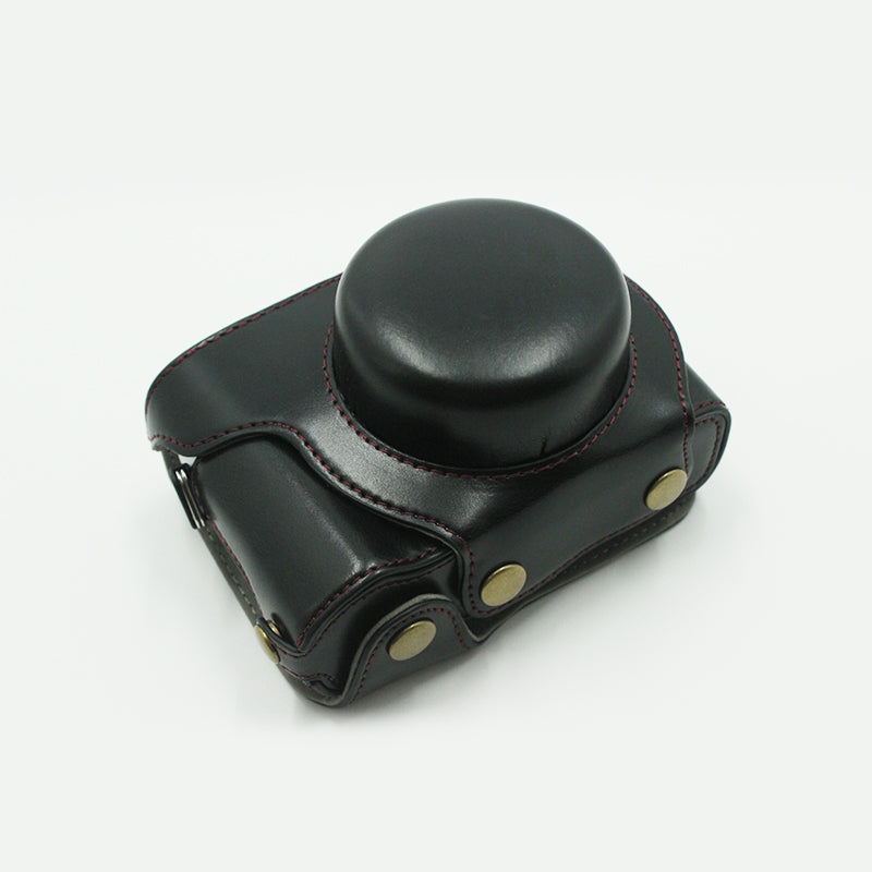 Detachable Camera PU Leather Protective Bag Case with Shoulder Strap Small Accessories Pouch for Olympus EP7/PEN E-P7(14-42mm) - Black