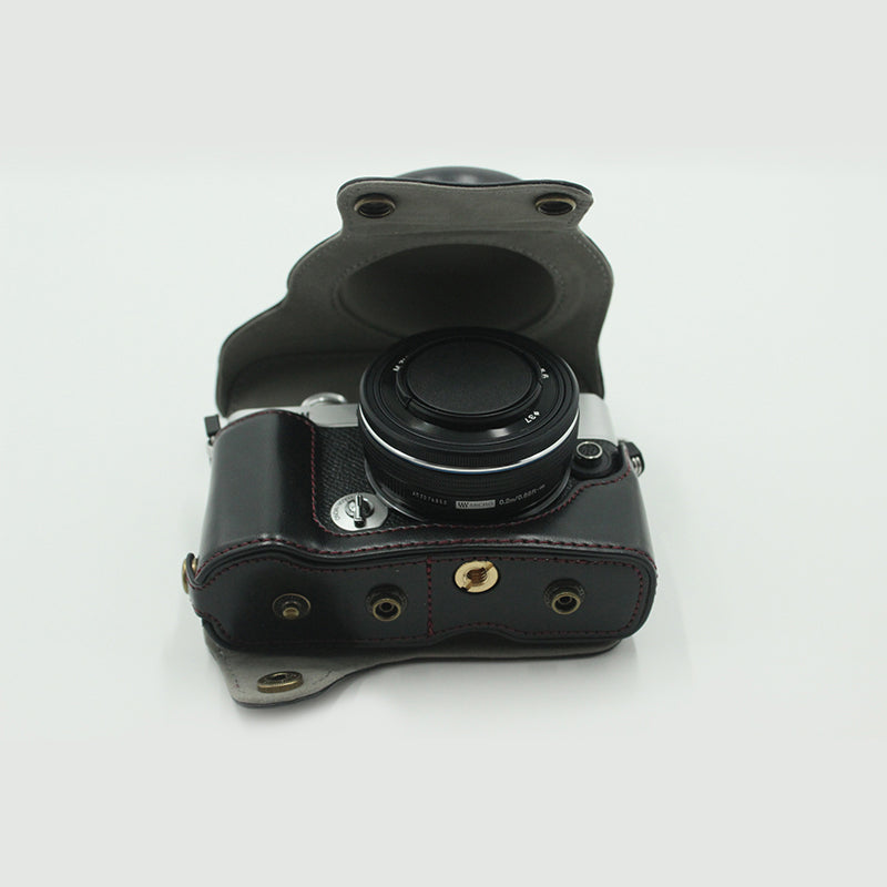 Detachable Camera PU Leather Protective Bag Case with Shoulder Strap Small Accessories Pouch for Olympus EP7/PEN E-P7(14-42mm) - Black