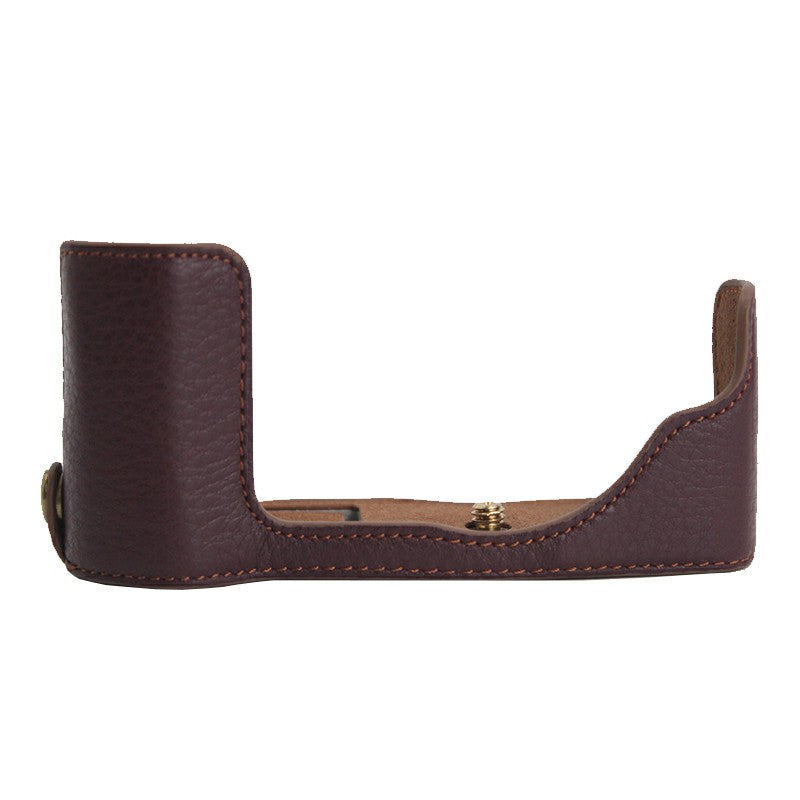 Camera Bottom Case Genuine Leather Protective Half Cover with Battery Opening for Olympus PEN E-P7/EP7 - Coffee