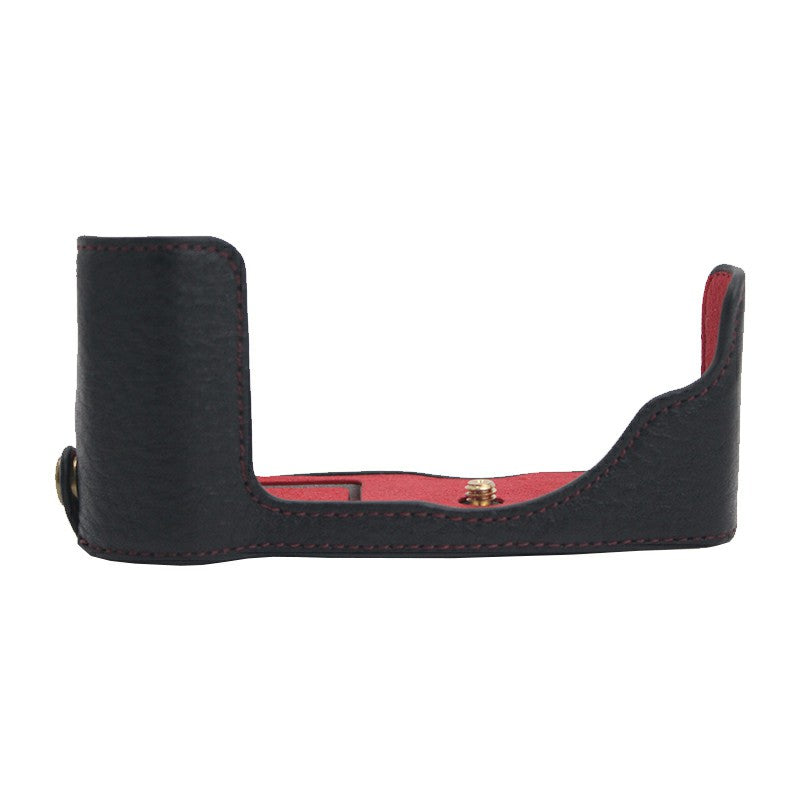 Camera Bottom Case Genuine Leather Protective Half Cover with Battery Opening for Olympus PEN E-P7/EP7 - Black