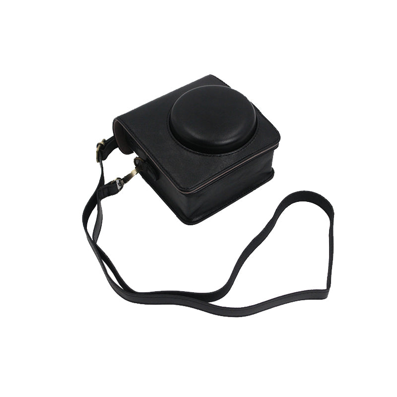 Detachable Lens Protective Lid Design PU Leather Camera Bag Cover with Shoulder Strap for Fuji Instax Mini 40 - Black