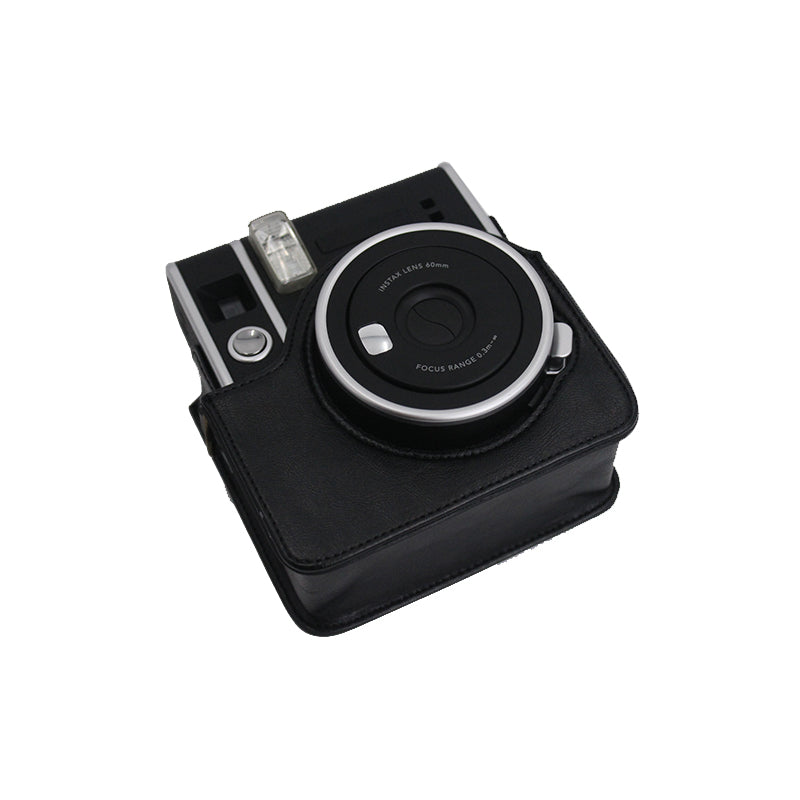 Detachable Lens Protective Lid Design PU Leather Camera Bag Cover with Shoulder Strap for Fuji Instax Mini 40 - Black