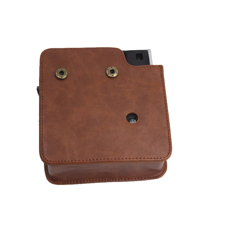 Detachable Lens Protective Lid Design PU Leather Camera Bag Cover with Shoulder Strap for Fuji Instax Mini 40 - Coffee