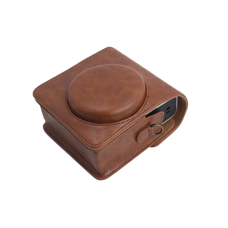 Detachable Lens Protective Lid Design PU Leather Camera Bag Cover with Shoulder Strap for Fuji Instax Mini 40 - Coffee