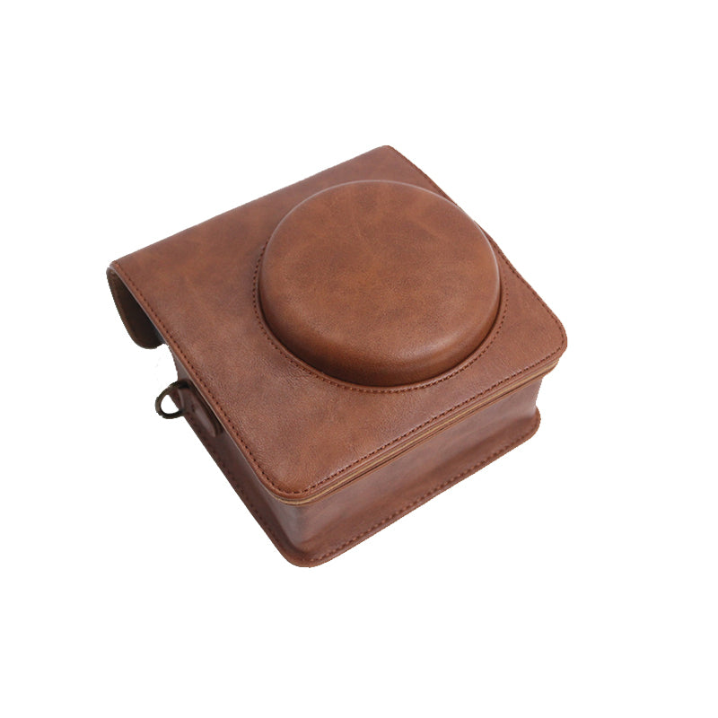 Detachable Lens Protective Lid Design PU Leather Camera Bag Cover with Shoulder Strap for Fuji Instax Mini 40 - Coffee