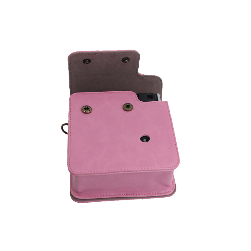 Detachable Lens Protective Lid Design PU Leather Camera Bag Cover with Shoulder Strap for Fuji Instax Mini 40 - Pink