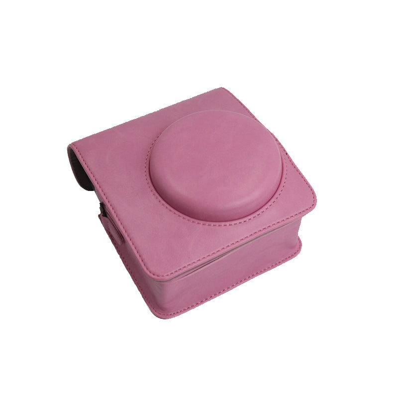 Detachable Lens Protective Lid Design PU Leather Camera Bag Cover with Shoulder Strap for Fuji Instax Mini 40 - Pink
