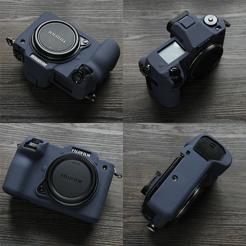 Soft Silicone Camera Case Protector SLR Camera Body Sleeve Cover for Fujifilm GFX 100S - Navy Blue