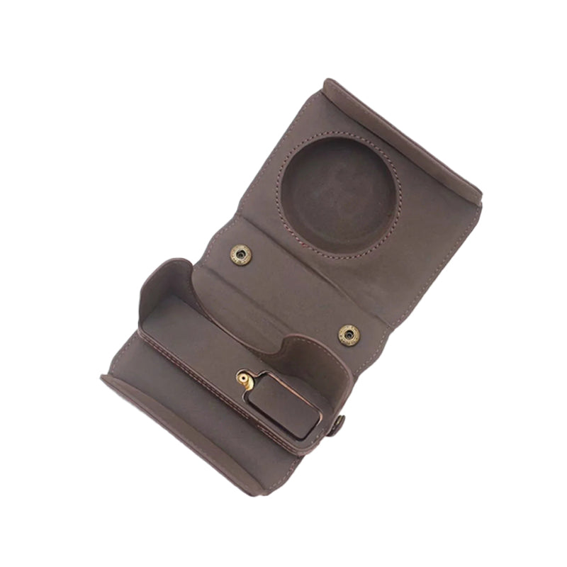 Detachable Battery Opening Design PU Leather Camera Bag Protective Cover with Hand Strap for Ricoh GR III - Coffee