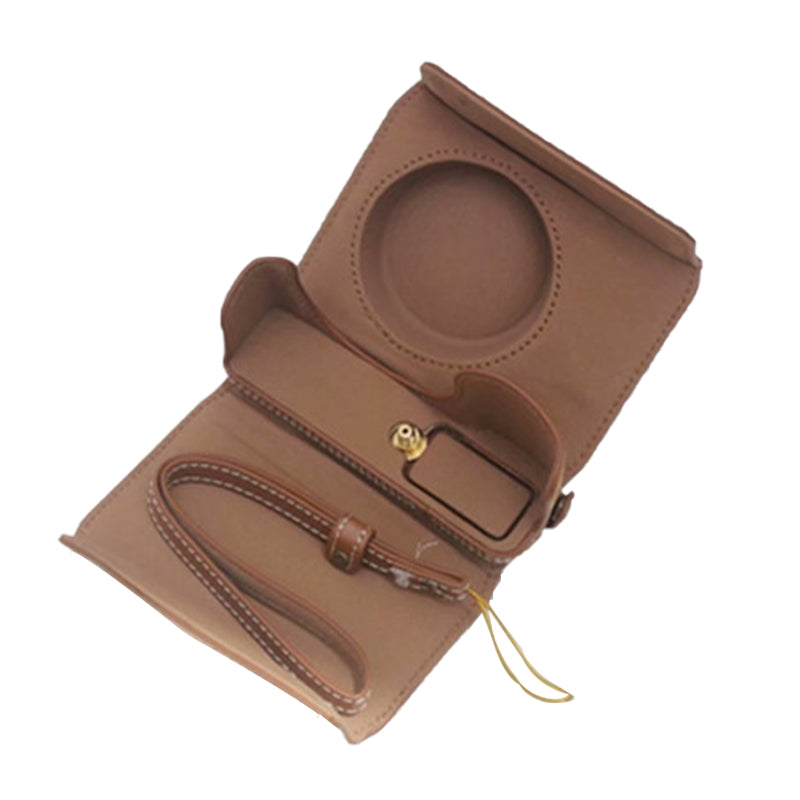 Detachable Battery Opening Design PU Leather Camera Bag Protective Cover with Hand Strap for Ricoh GR III - Brown