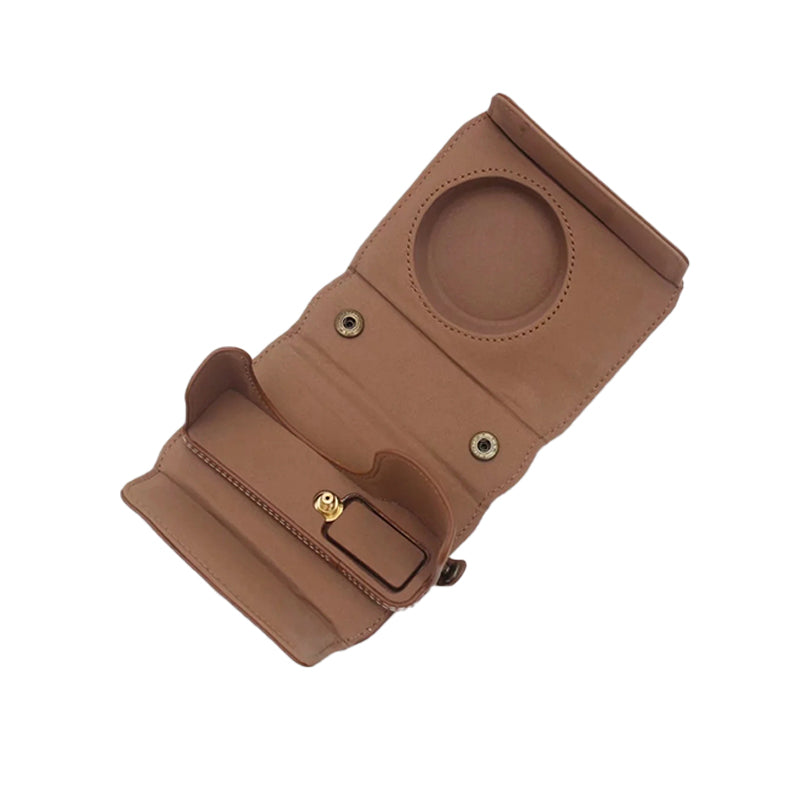 Detachable Battery Opening Design PU Leather Camera Bag Protective Cover with Hand Strap for Ricoh GR III - Brown