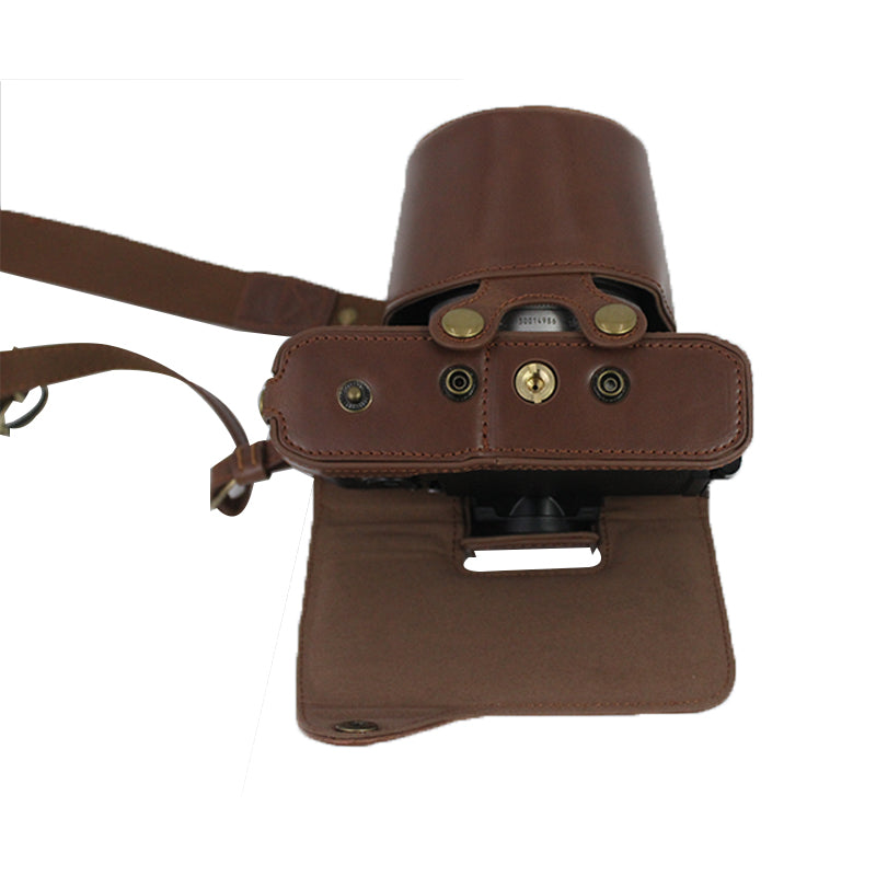 PU Leather Detachable Camera Bag Case Battery Opening Design Protective Cover with Lens Pouch and Shoulder Strap for Nikon Z fc 28mm - Coffee