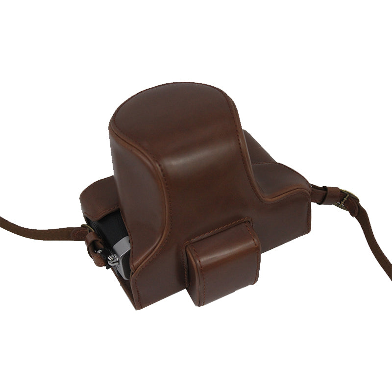 PU Leather Detachable Camera Bag Case Battery Opening Design Protective Cover with Lens Pouch and Shoulder Strap for Nikon Z fc 28mm - Coffee