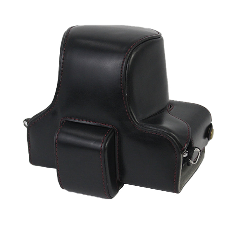 PU Leather Detachable Camera Bag Case Battery Opening Design Protective Cover with Lens Pouch and Shoulder Strap for Nikon Z fc 28mm - Black