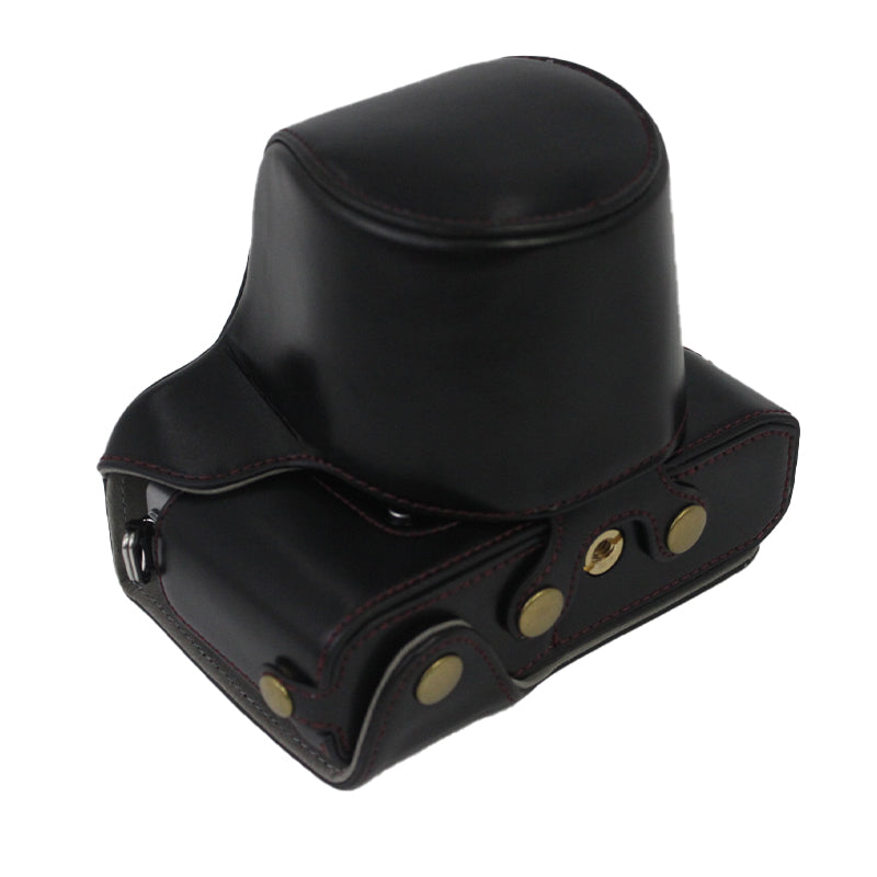 PU Leather Detachable Camera Bag Case Battery Opening Design Protective Cover with Lens Pouch and Shoulder Strap for Nikon Z fc 28mm - Black