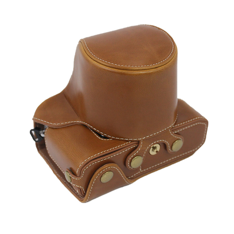 PU Leather Detachable Camera Bag Case Battery Opening Design Protective Cover with Lens Pouch and Shoulder Strap for Nikon Z fc 28mm - Brown