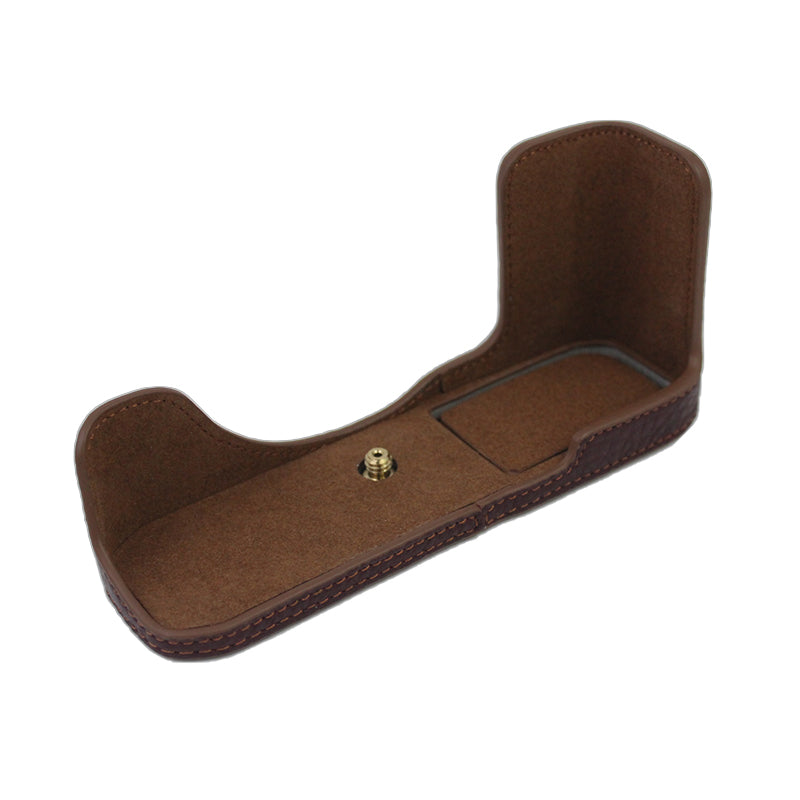 Genuine Leather Camera Bottom Case Protective Half Body Cover with Battery Opening for Nikon Z fc - Coffee