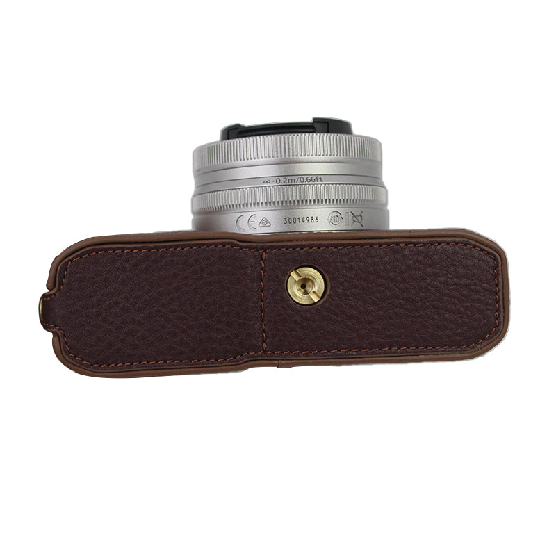 Genuine Leather Camera Bottom Case Protective Half Body Cover with Battery Opening for Nikon Z fc - Coffee