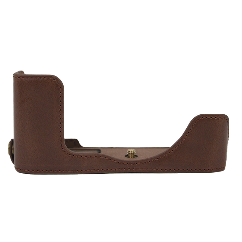 Camera Bag Bottom Case PU Leather Protective Half Body Cover with Battery Opening for Nikon Z fc - Coffee