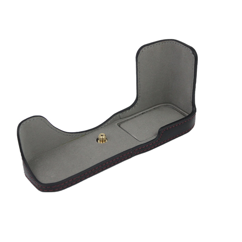 Camera Bag Bottom Case PU Leather Protective Half Body Cover with Battery Opening for Nikon Z fc - Black