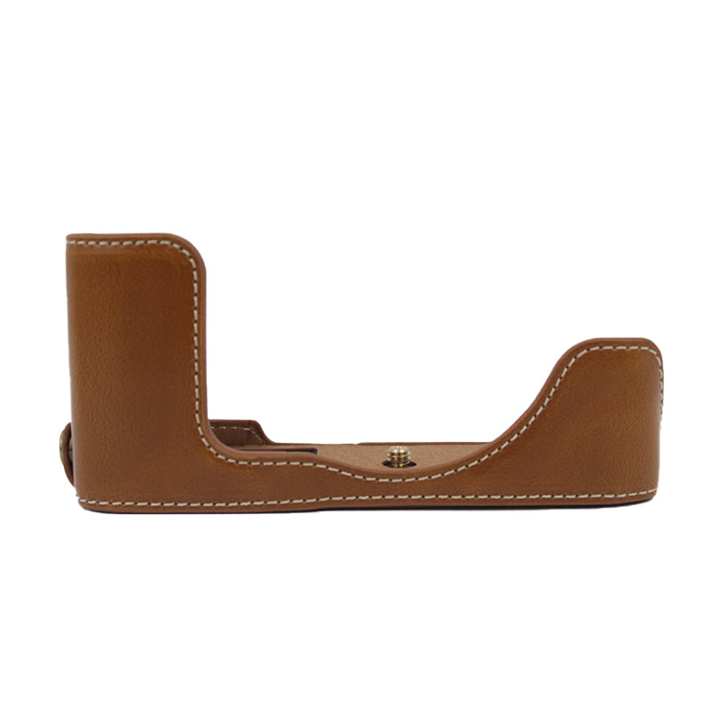 Camera Bag Bottom Case PU Leather Protective Half Body Cover with Battery Opening for Nikon Z fc - Brown