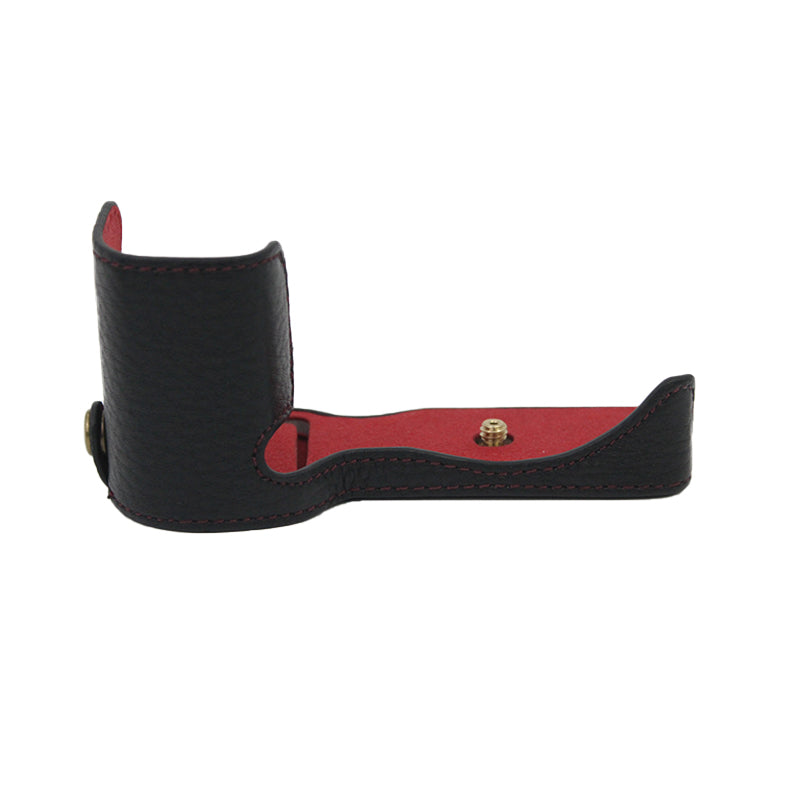 Genuine Leather Camera Bottom Case Protective Half Body Cover with Battery Opening for Sony ZV-E10 - Black