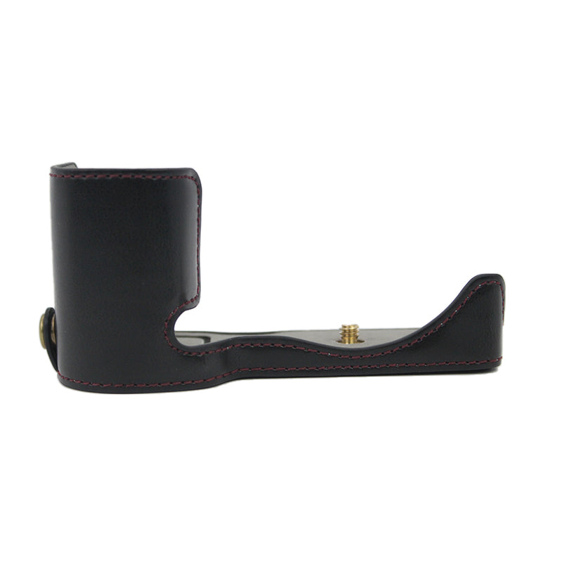 Camera Bottom Case Bag PU Leather Protective Half Body Cover with Battery Opening for Sony ZV-E10 - Black