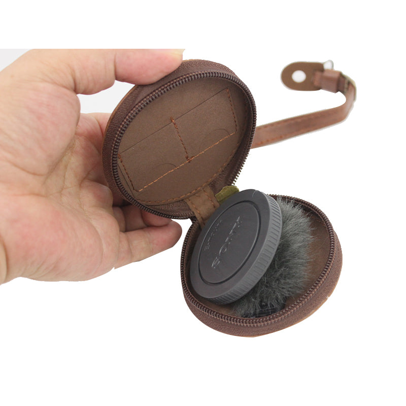 PU Leather Detachable Camera Bag Battery Opening Design Protective Case Cover with Accessories Pouch Shoulder Strap for Sony ZV-E10 - Coffee