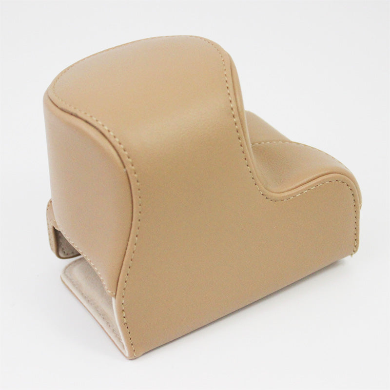 Vintage PU Leather Case Lens Body Protector Cover with Shoulder Strap for Sony ZVE10 ZV-E10 - Khaki