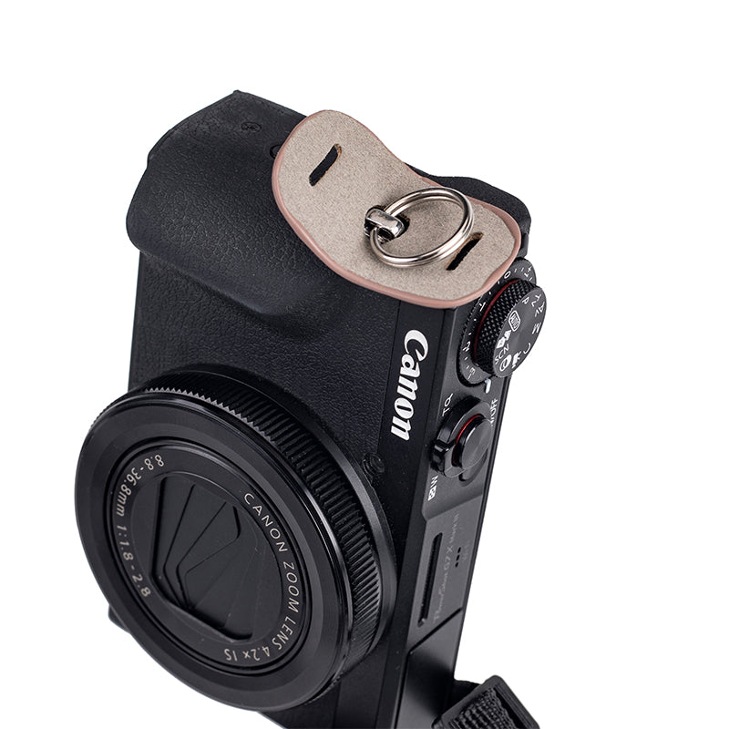 for Canon G7 X Mark III/G7 X Mark II Detachable PU Leather Camera Bag Battery Opening Design Protective Cover with Shoulder Strap - Buffalo Texture/Black