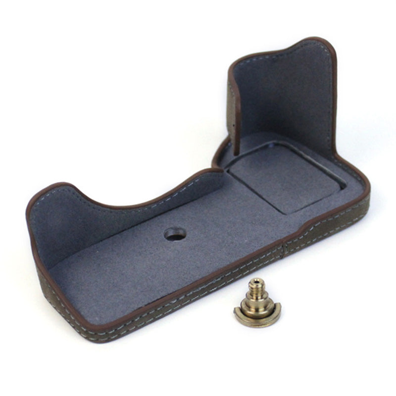 Uniqkart for Sony A7M4 / A1 / A7S III / A7S3 / A7R5 Shockproof Camera Cover Genuine Leather Camera Bottom Case Protective Sleeve - Grey