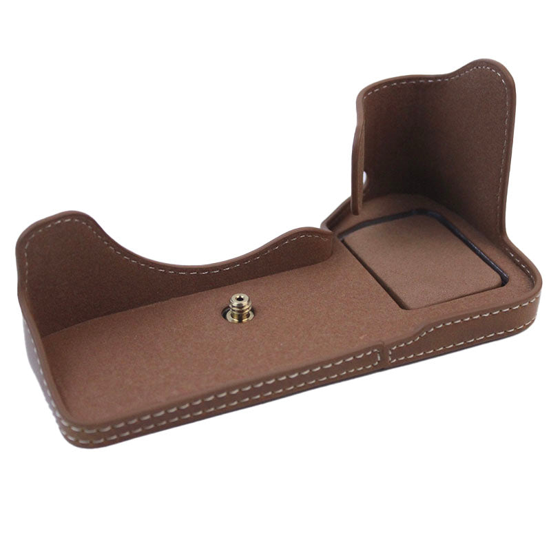 PU Leather Camera Bottom Case Protective Half Body Cover for Sony A7M4 / A1 / A7S III / A7S3 / A7R5 Camera - Brown