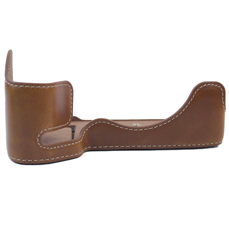 PU Leather Camera Bottom Case Protective Half Body Cover for Sony A7M4 / A1 / A7S III / A7S3 / A7R5 Camera - Brown