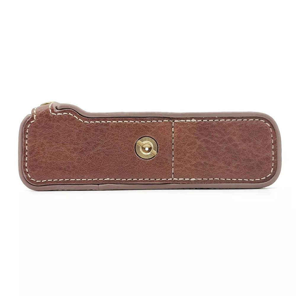 Uniqkart for Fujifilm X100V / X100F PU Leather Camera Bottom Case Protective Half Body Cover with Battery Opening - Brown