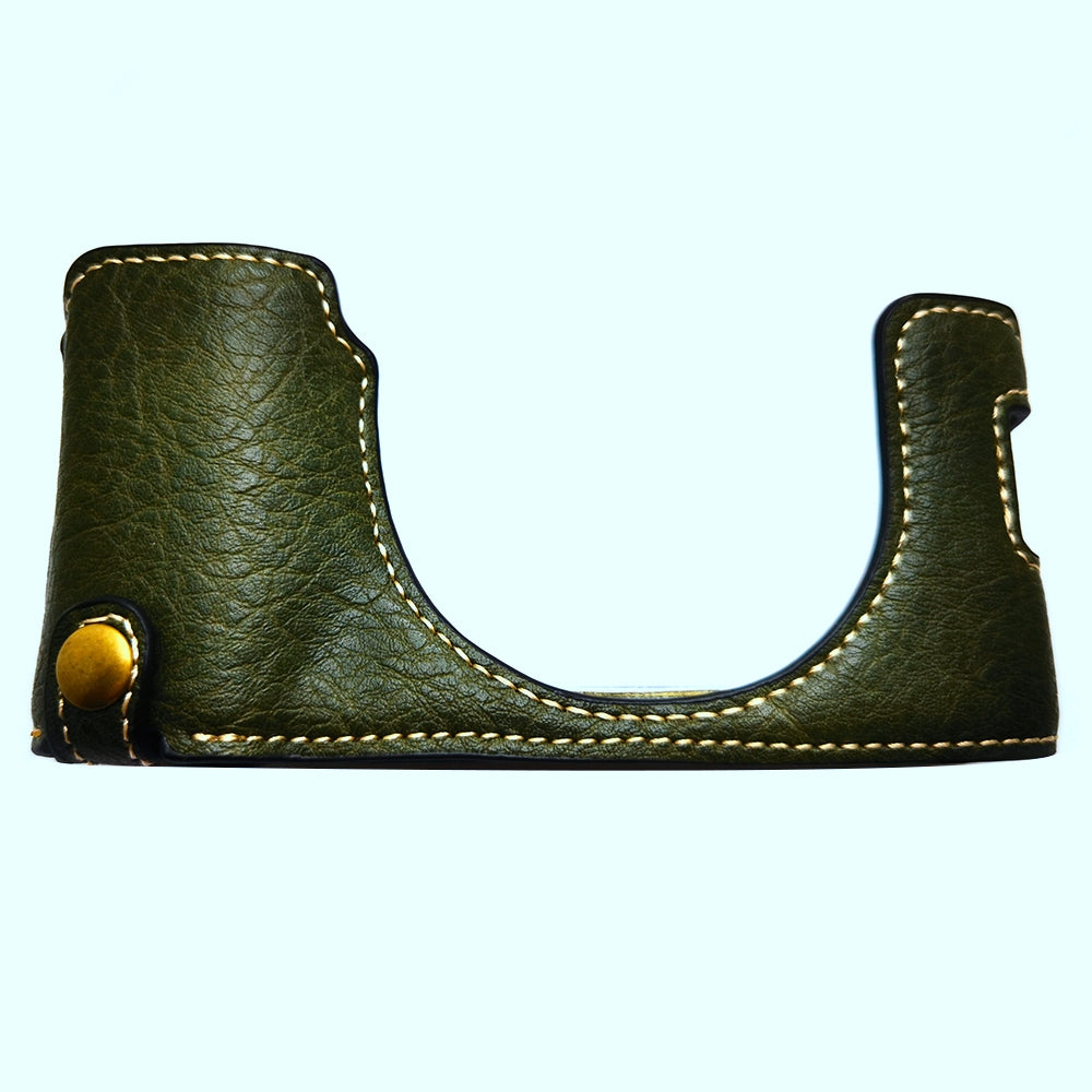 Uniqkart for Fujifilm X100V / X100F PU Leather Camera Bottom Case Protective Half Body Cover with Battery Opening - Green