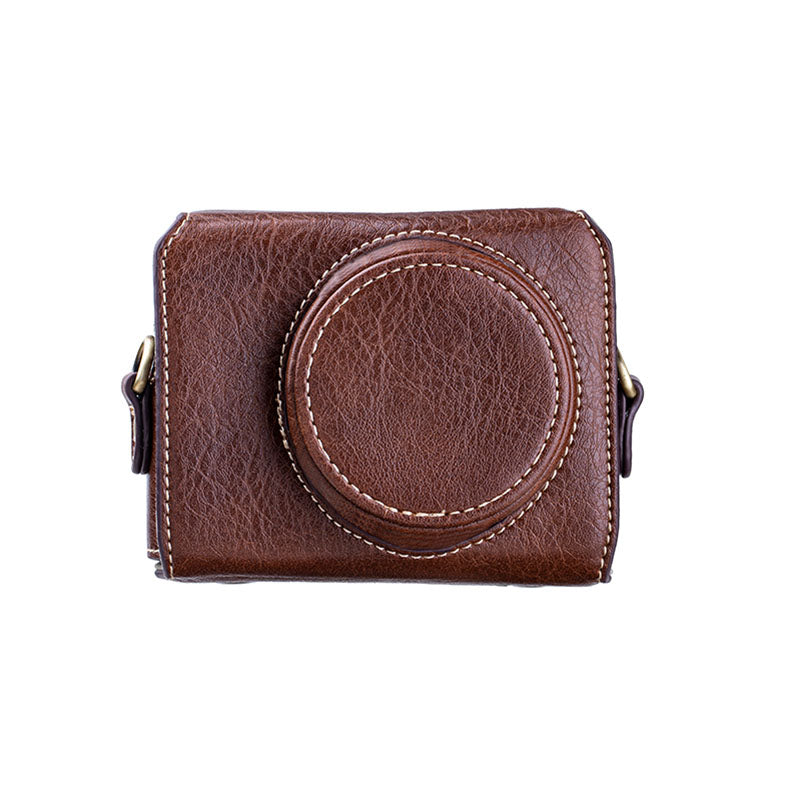 Portable PU Leather Camera Case for Sony ZV1 Detachable Camera Protective Case with Strap Magnetic Storage Bag - Brown
