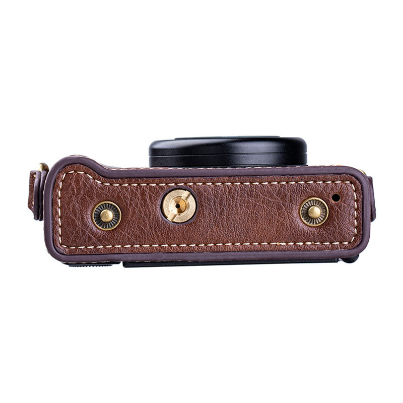 Portable PU Leather Camera Case for Sony ZV1 Detachable Camera Protective Case with Strap Magnetic Storage Bag - Brown