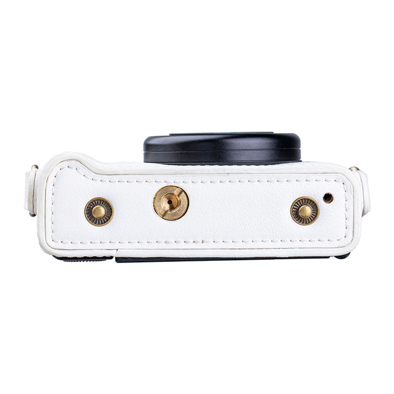 Portable PU Leather Camera Case for Sony ZV1 Detachable Camera Protective Case with Strap Magnetic Storage Bag - White