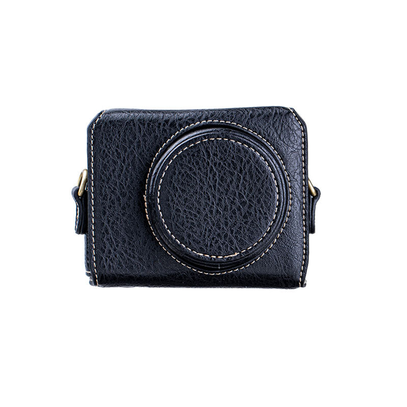 Portable PU Leather Camera Case for Sony ZV1 Detachable Camera Protective Case with Strap Magnetic Storage Bag - Black