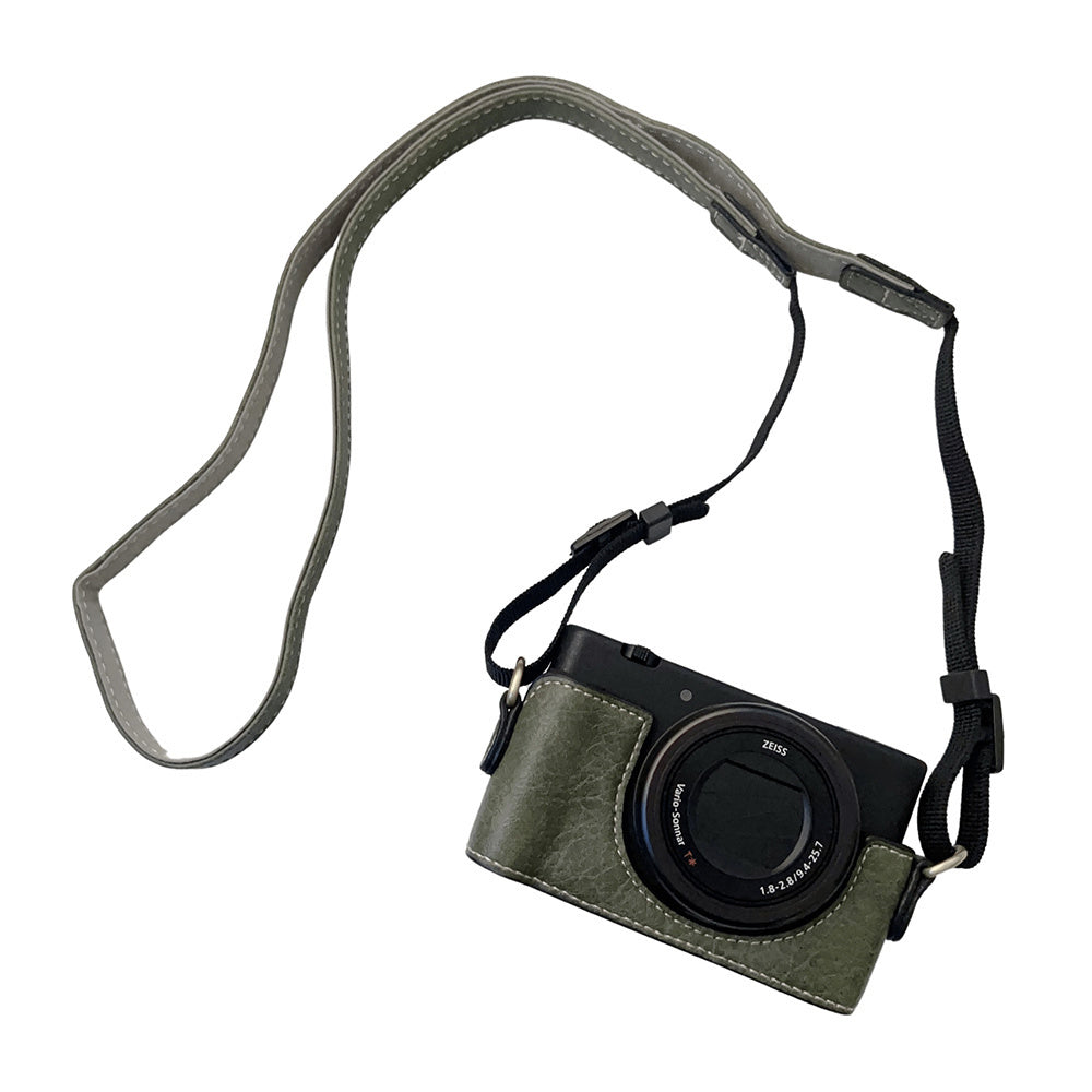 Portable PU Leather Camera Case for Sony ZV1 Detachable Camera Protective Case with Strap Magnetic Storage Bag - Green