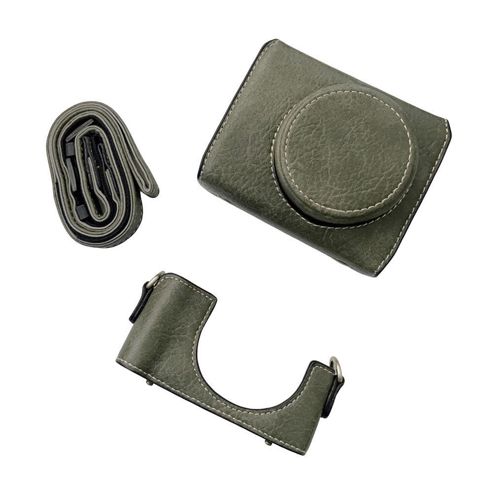 Portable PU Leather Camera Case for Sony ZV1 Detachable Camera Protective Case with Strap Magnetic Storage Bag - Green