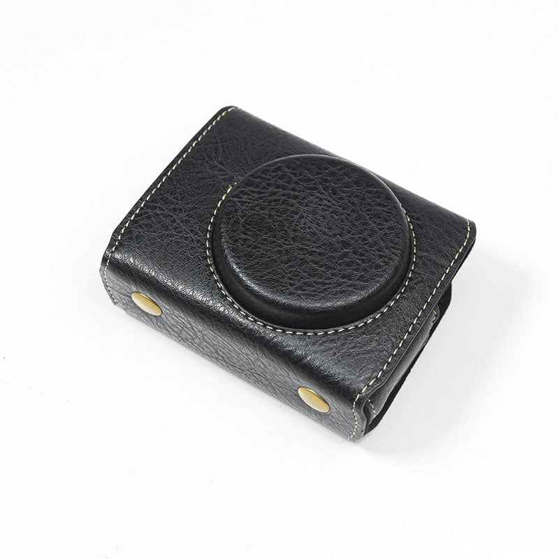 Detachable PU Leather Camera Case for Sony RX100M7/RX100M6/RX100M5/RX100M4/RX100M3/RX100M2 Portable Camera Carrying Case with Strap Magnetic Protective Bag - Black